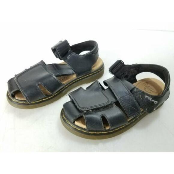 Dr. Doc Martens Moby II J Kid's Black Leather Strap Sandals Size 12 - Picture 1 of 5